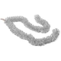 Kerstboom folie slingers/lametta guirlandes van 180 x 7 cm in de kleur glitter zilver - Kerstslingers