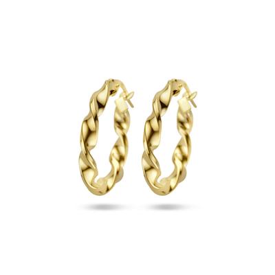 14k Geelgouden Gedraaide Oorringen - 3 mm