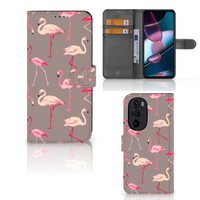 Motorola Edge 30 Pro Telefoonhoesje met Pasjes Flamingo