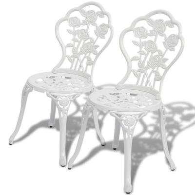 Bistrostoelen 2 st gietaluminium wit