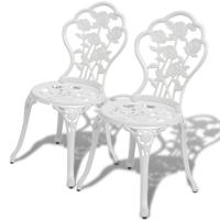 Bistrostoelen 2 st gietaluminium wit