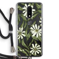 Wit bloemenpatroon: OnePlus 7 Transparant Hoesje met koord