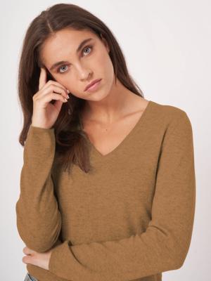 Basic V-hals trui van cashmere wolmix