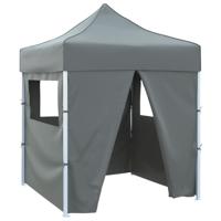 Partytent met 4 zijwanden inklapbaar 2x2 m staal antraciet