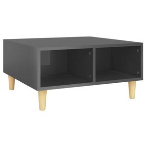 The Living Store Salontafel Scandinavische Stijl - 60x60x30 cm - Met Opbergschappen - Hoogglans Grijs