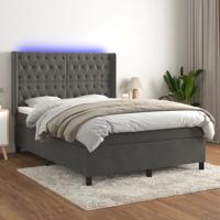 Boxspring met matras en LED fluweel donkergrijs 140x200 cm