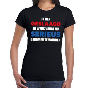 Ik ben geslaagd serieus t-shirt zwart dames