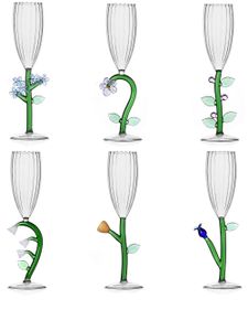 Ichendorf Milano lot de 6 flûtes Botanica en verre - Blanc