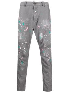 DSQUARED2 pantalon à détails de taches de peinture - Gris