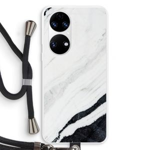 Elegante marmer: Huawei P50 Transparant Hoesje met koord