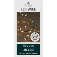 Draadverlichting - 20 led lampjes - warm wit - 100 cm - batterij - lichtsnoer