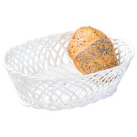 Kesper Brood/fruit mandje - gevlochten kunststof - wit - ovaal - L31 x B23 x H13 cm - broodmandjes   -