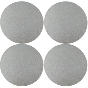 10x Ronde placemats/onderleggers zilver met glitters 33 cm