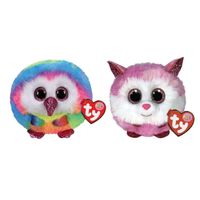 Ty - Knuffel - Teeny Puffies - Owel Owl & Princess Husky