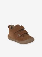 Babyslofjes van zacht leer met antislip karamel Babyslofjes van zacht leer met antislip karamel