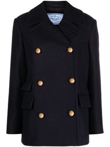 Prada manteau en laine vierge à boutonnière croisée - Bleu