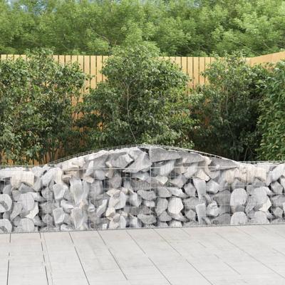 Schanskorven 9 st gewelfd 400x50x60/80 cm gegalvaniseerd ijzer