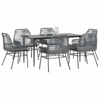7-delige Tuinset met kussens poly rattan glas grijs