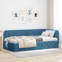 Hoekbedframe met hoofdeinde Blauw 100 x 200 cm Fluweel