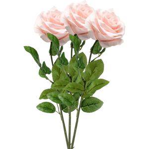 Kunstbloem roos Marleen - 3x - licht roze - 63 cm - decoratie bloemen