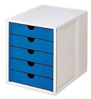 HAN HA-1450-14 Ladenkast Met 5 Gesloten Laden Grijs / Blauw HAN HA-1450-14 Ladenkast Met 5 Gesloten Laden Grijs / Blauw