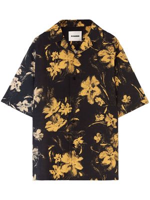 Jil Sander chemise en coton à fleurs - Noir