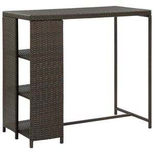 Bartafel met opbergrek 120x60x110 cm poly rattan bruin