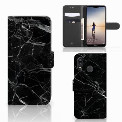Huawei P20 Lite | Bookcase | Marmer Zwart - Origineel Cadeau Vader