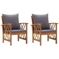 Tuinstoelen 2 st met kussens massief acaciahout
