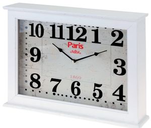 Home & Styling Wand / tafelklok "Paris" 40x30x8cm (wit)