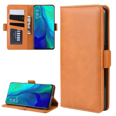 Dual-Side magnetische Buckle horizontale Flip lederen draagtas voor OPPO Reno 10x zoom met houder & kaartsleuven & portemonnee & fotolijstjes (geel)