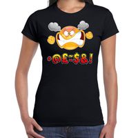 Funny emoticon t-shirt scheldend zwart dames - thumbnail