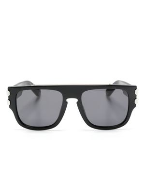 Philipp Plein Eyewear lunettes de soleil carrées à plaque logo - Noir
