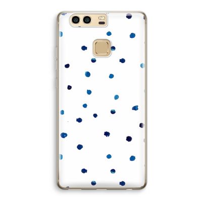 Blauwe stippen: Huawei P9 Transparant Hoesje