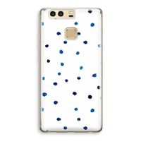 Blauwe stippen: Huawei P9 Transparant Hoesje
