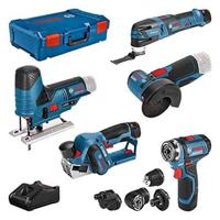 Pack 5 Bosch Tools Professional Drill GSR + GOP Sander + Gho Planning + GWS Grinder + GST ??Jigsaw + 3 Batterijen + Lader