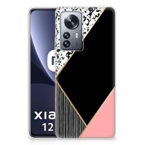 Xiaomi 12 Pro TPU Hoesje Zwart Roze Vormen