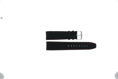 Jacques Lemans horlogeband 1-1652OR Leder Zwart 22mm + oranje stiksel