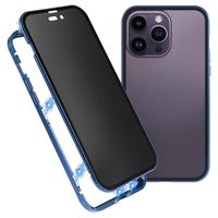 iPhone 15 Pro Magnetisch Hoesje met Privacygehard Glas - Blauw