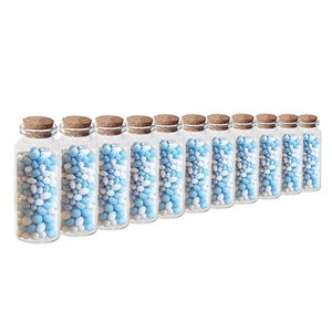 48x Geboorte bedankjes mini transparante glazen flesjes met kurken dop 18 ml