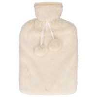 Warmwaterkruik - met zachte pluche hoes - creme wit - 2L - kruik