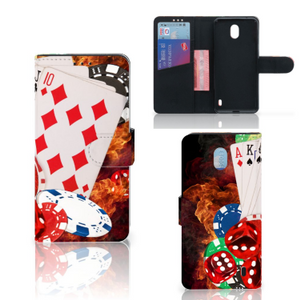 Nokia 1 Plus Wallet Case met Pasjes Casino