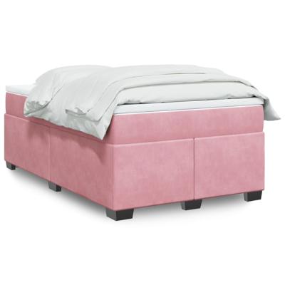 Boxspring met matras fluweel roze 120x190 cm