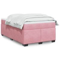 Boxspring met matras fluweel roze 120x190 cm