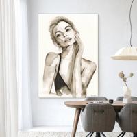 Urban Cotton Wandkleed 'A Woman's Face' 145 x 190cm in Frame - black