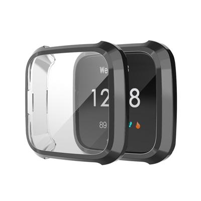 Voor Fitbit versa Lite Smart Watch volledige dekking plating TPU beschermhoes (zwart)