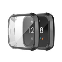 Voor Fitbit versa Lite Smart Watch volledige dekking plating TPU beschermhoes (zwart)