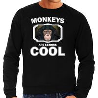 Dieren leuke chimpansee sweater zwart heren - monkeys are cool trui - thumbnail