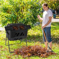 Composter 160L Dubbele Kamercompostspinner met 2 Schuifdeuren Robuust Metalen Frame 360° Roterende Composter