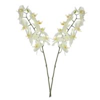 Kunstbloem Orchidee tak - 2x - wit - 71 cm - losse steel - Kunst zijdebloemen